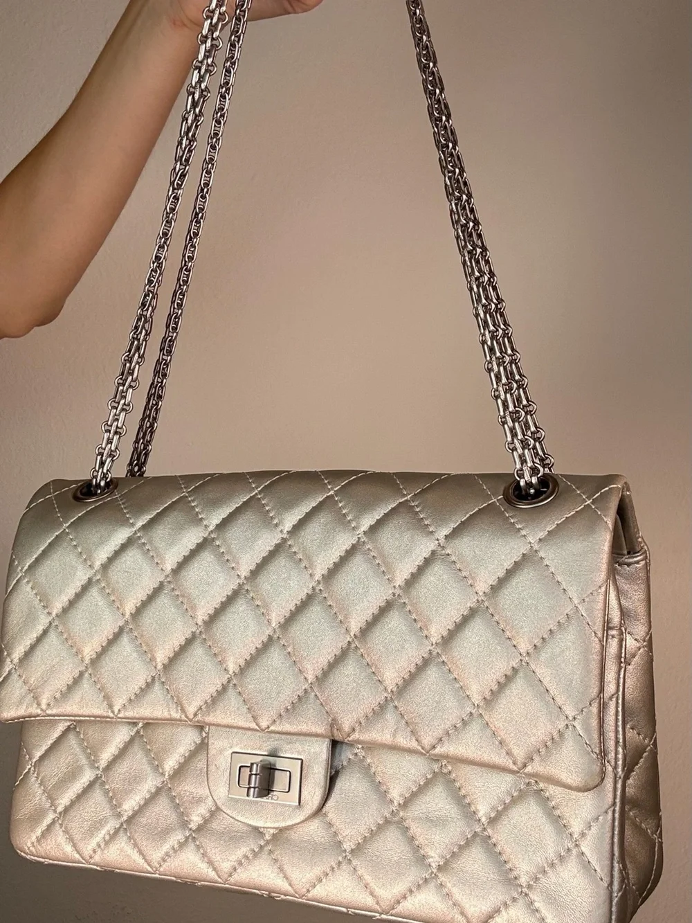 CHANEL Silver 225 Flap Bag